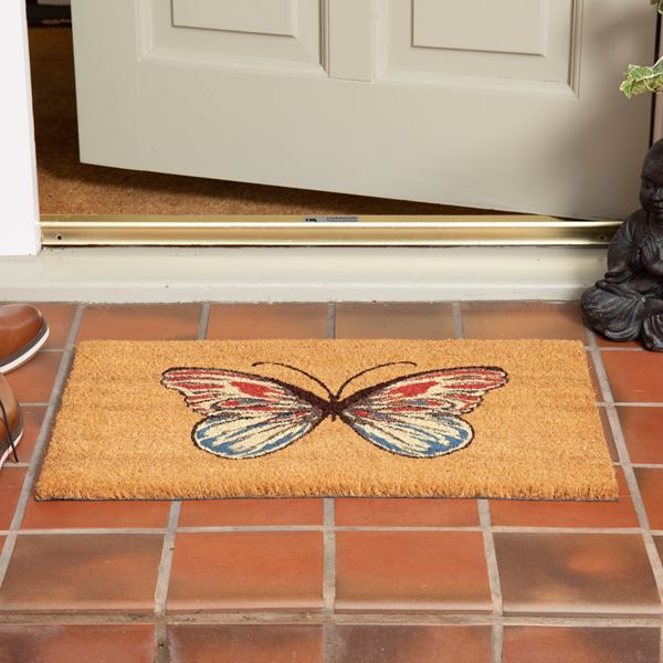 Butterfly Coir Doormat - Multicolour